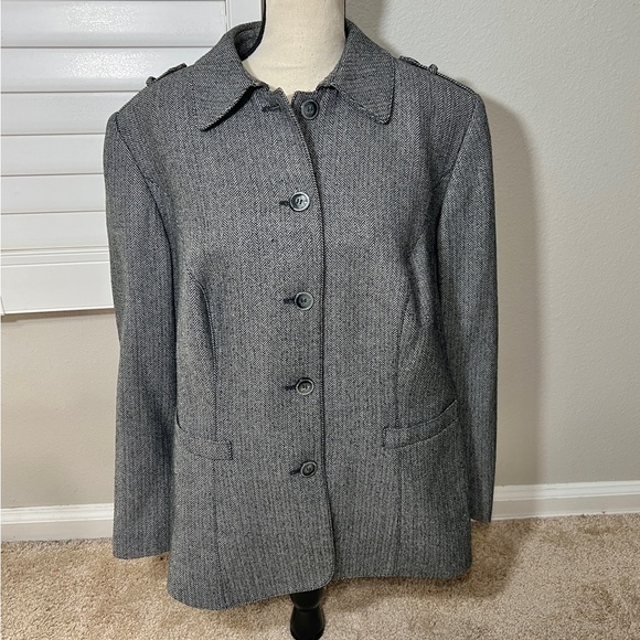 Womens Blazer size 16 Gray Herringbone Jacket Emily Acrylic Wool Career Office - Picture 5 of 9